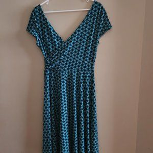 Blue & Green Geometric Casual Dress